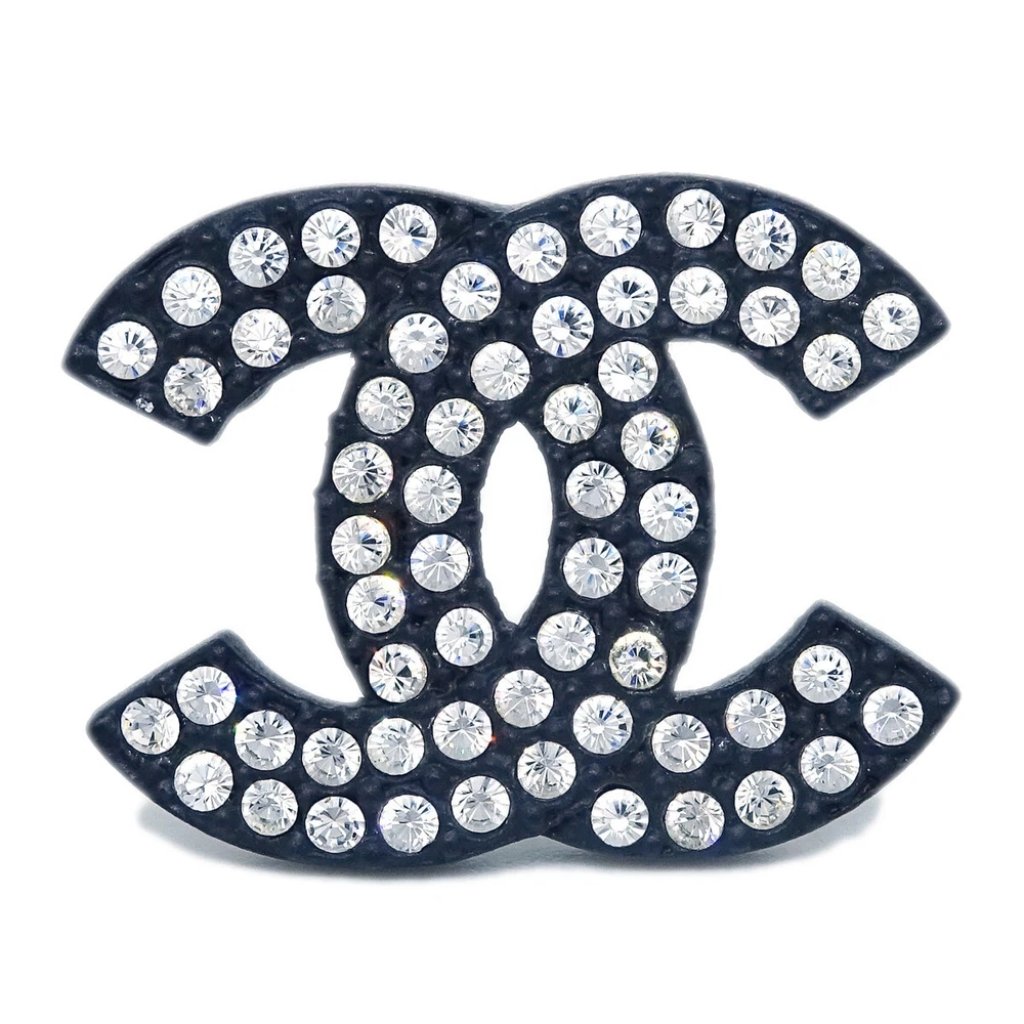 Chanel Cc Brooch Pin Rhinestone Black 02a Xx90126 2388$